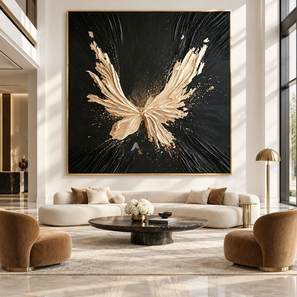 Abstract Gold Butterfly Wall Art – Gilded Flight#CI260640