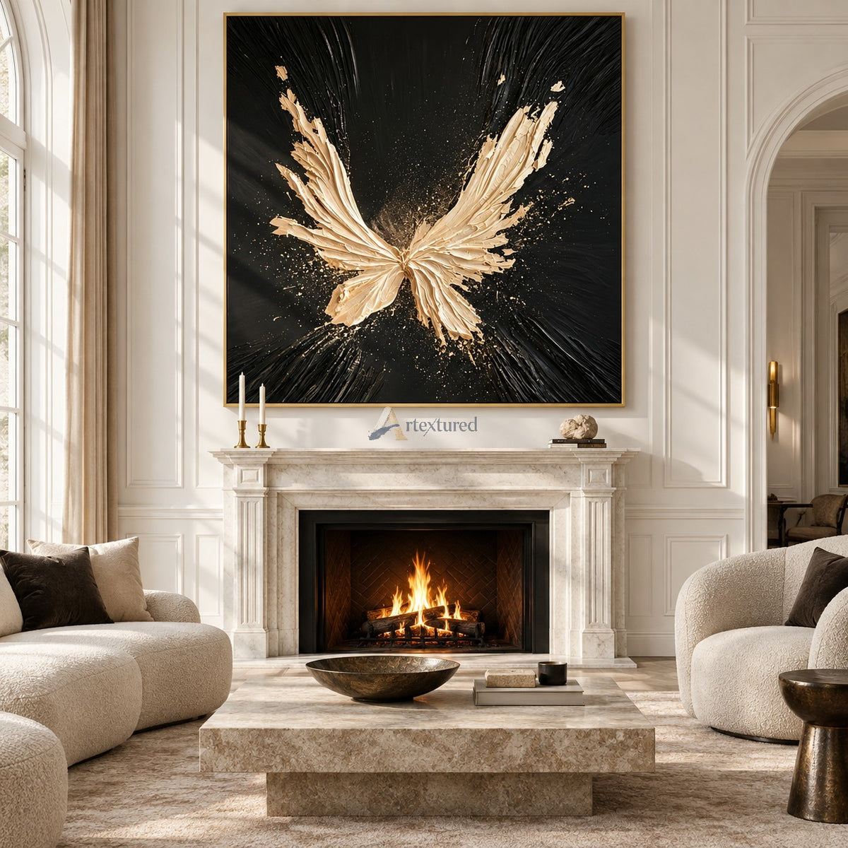 Abstract Gold Butterfly Wall Art – Gilded Flight#CI260640