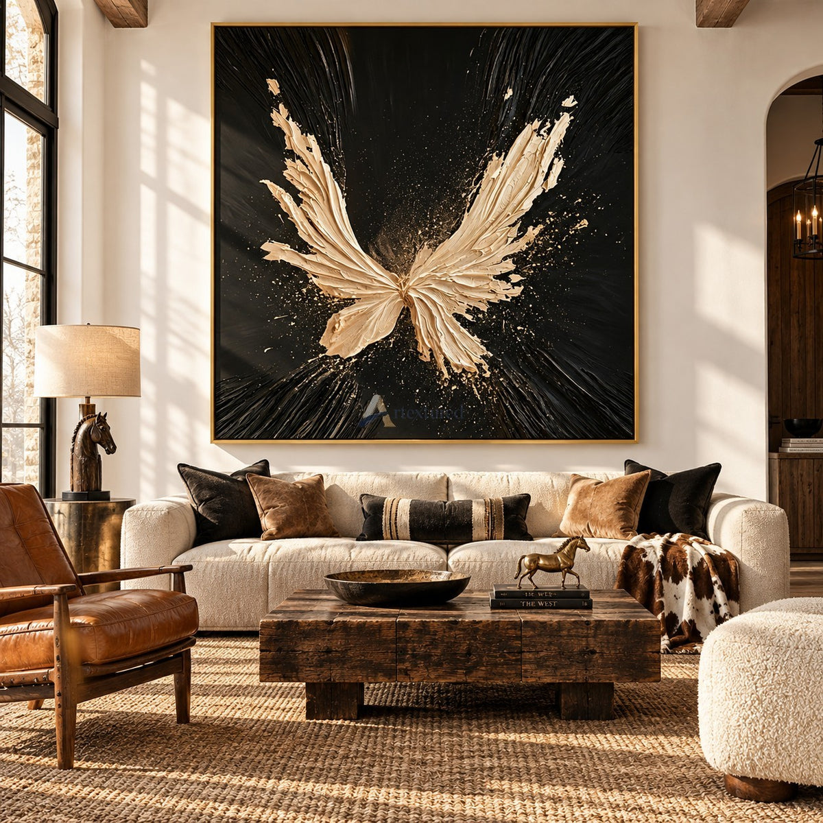 Abstract Gold Butterfly Wall Art – Gilded Flight#CI260640
