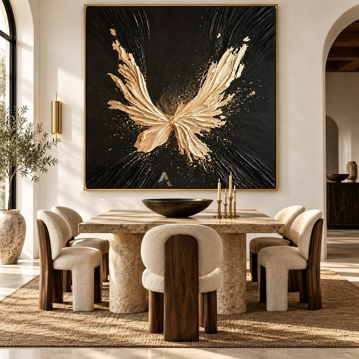 Abstract Gold Butterfly Wall Art – Gilded Flight#CI260640