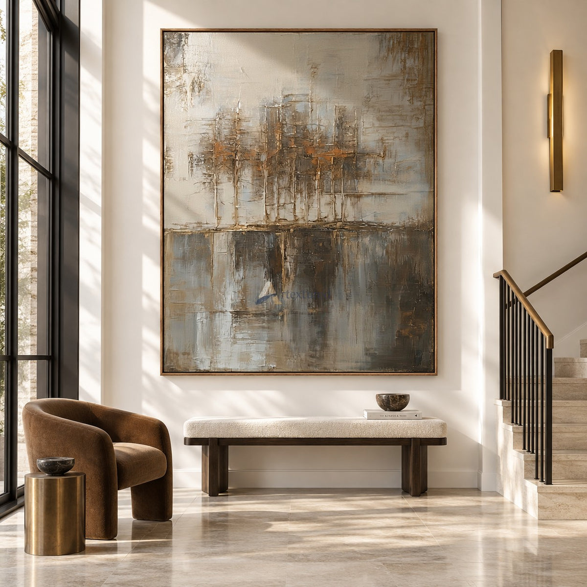 Neutral Abstract Cityscape Wall Art – Urban Reflections#CI260641