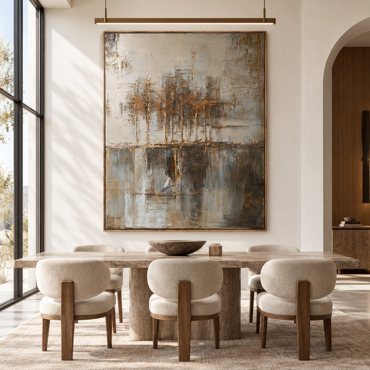 Neutral Abstract Cityscape Wall Art – Urban Reflections#CI260641