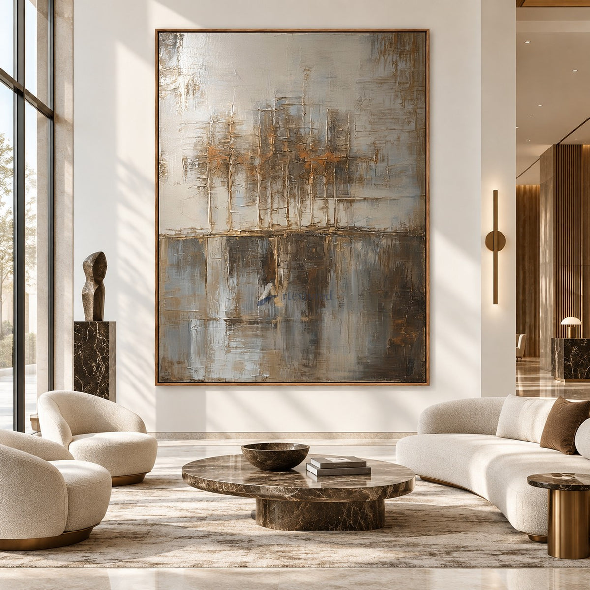 Neutral Abstract Cityscape Wall Art – Urban Reflections#CI260641