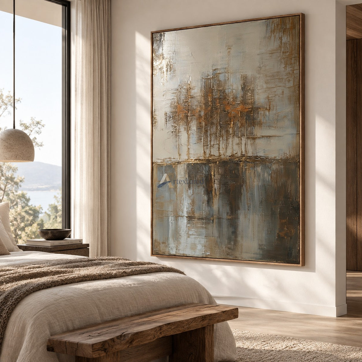 Neutral Abstract Cityscape Wall Art – Urban Reflections#CI260641