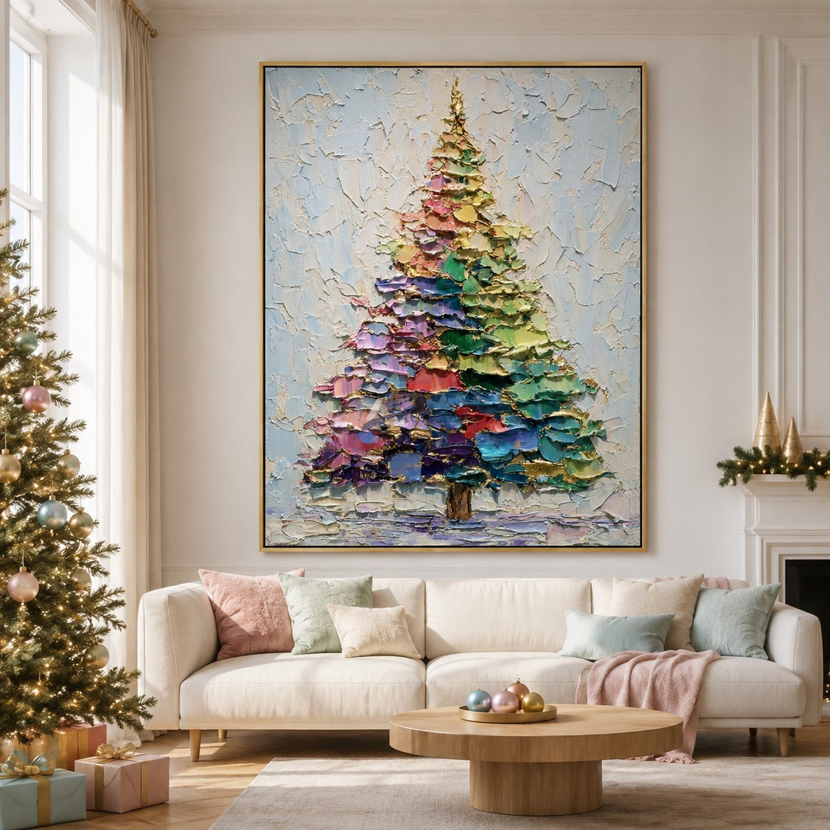 Pastel Christmas Tree Wall Art – Winter Colors#CI260646