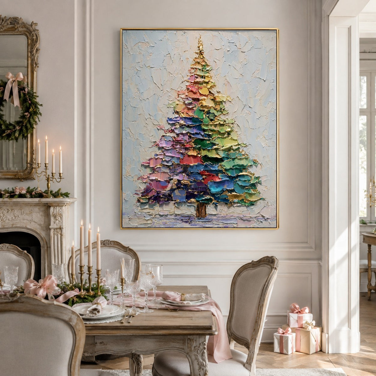 Pastel Christmas Tree Wall Art – Winter Colors#CI260646