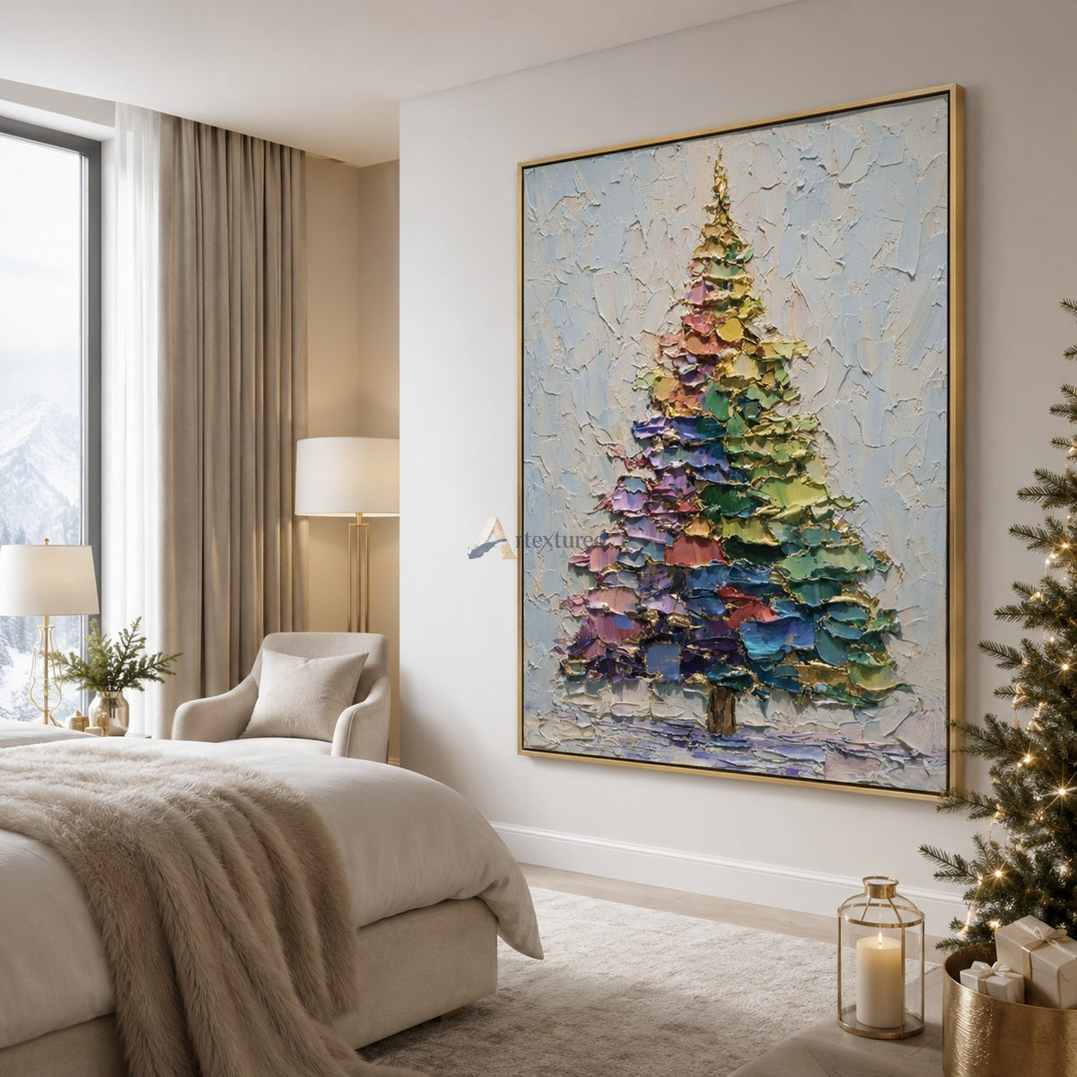 Pastel Christmas Tree Wall Art – Winter Colors#CI260646