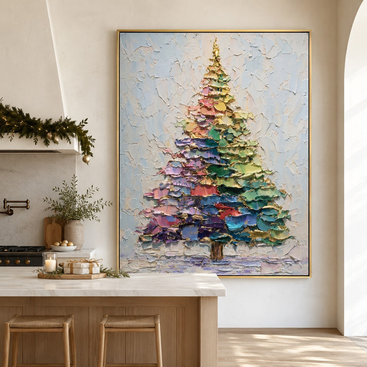 Pastel Christmas Tree Wall Art – Winter Colors#CI260646
