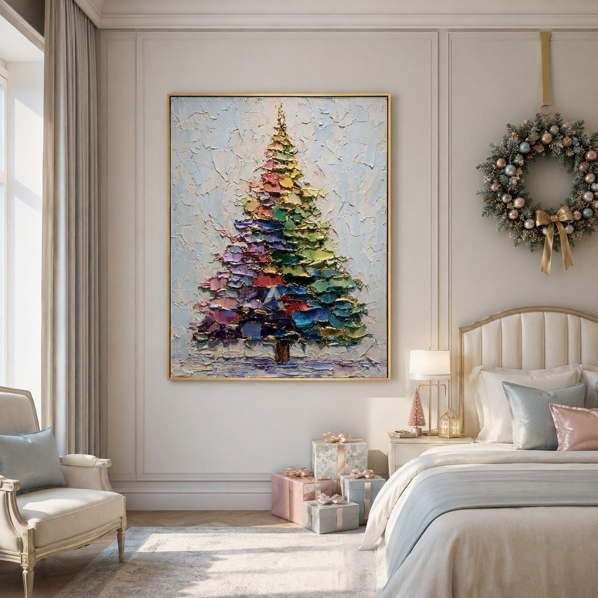Pastel Christmas Tree Wall Art – Winter Colors#CI260646