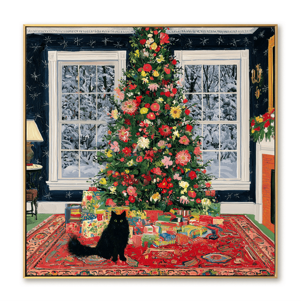 Black Cat Christmas Wall Art – A Floral Christmas#CI260650