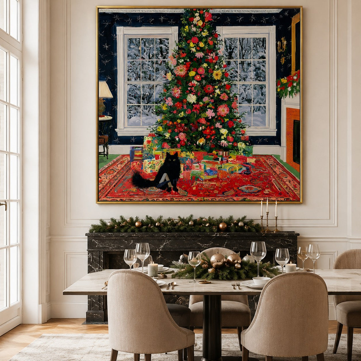 Black Cat Christmas Wall Art – A Floral Christmas#CI260650