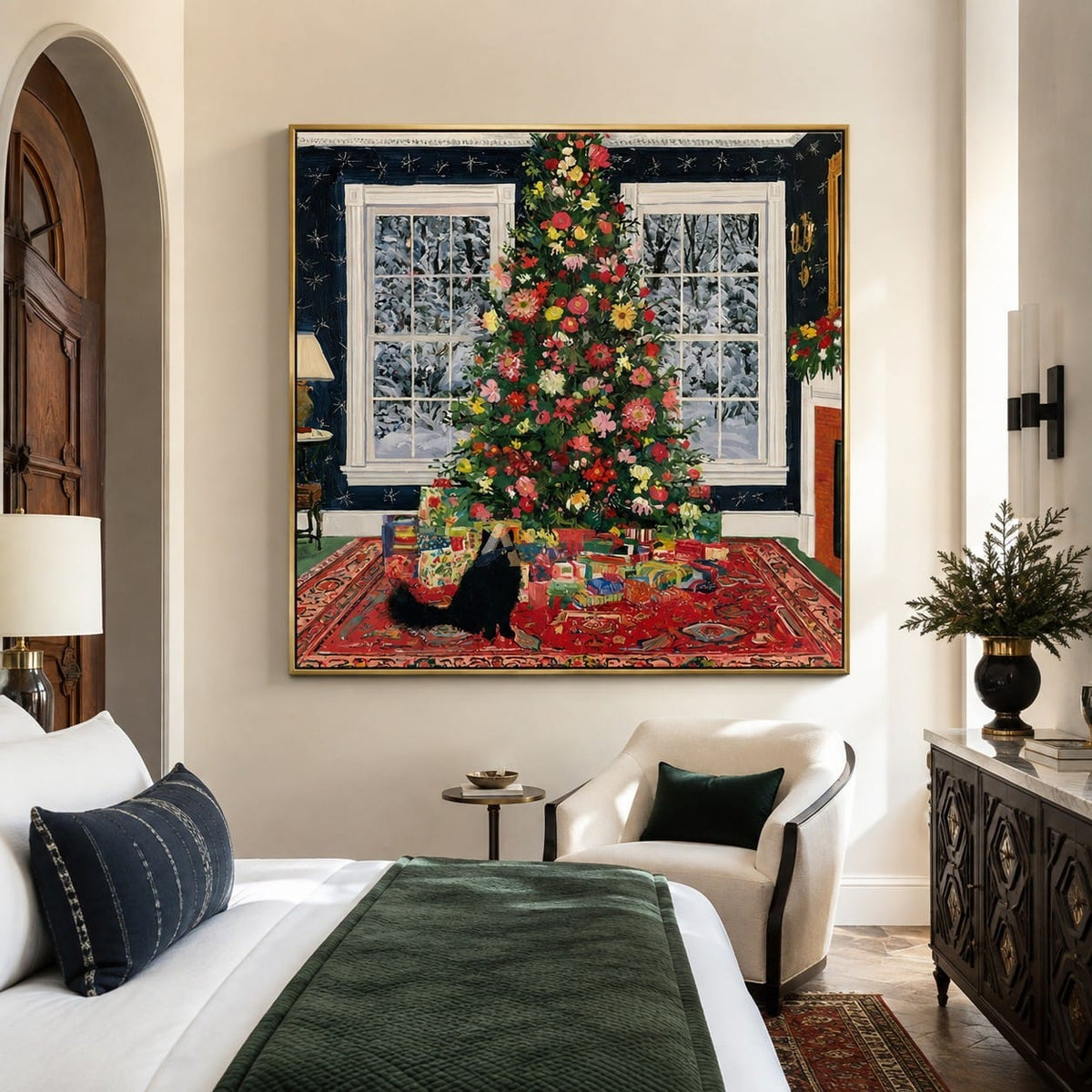 Black Cat Christmas Wall Art – A Floral Christmas#CI260650