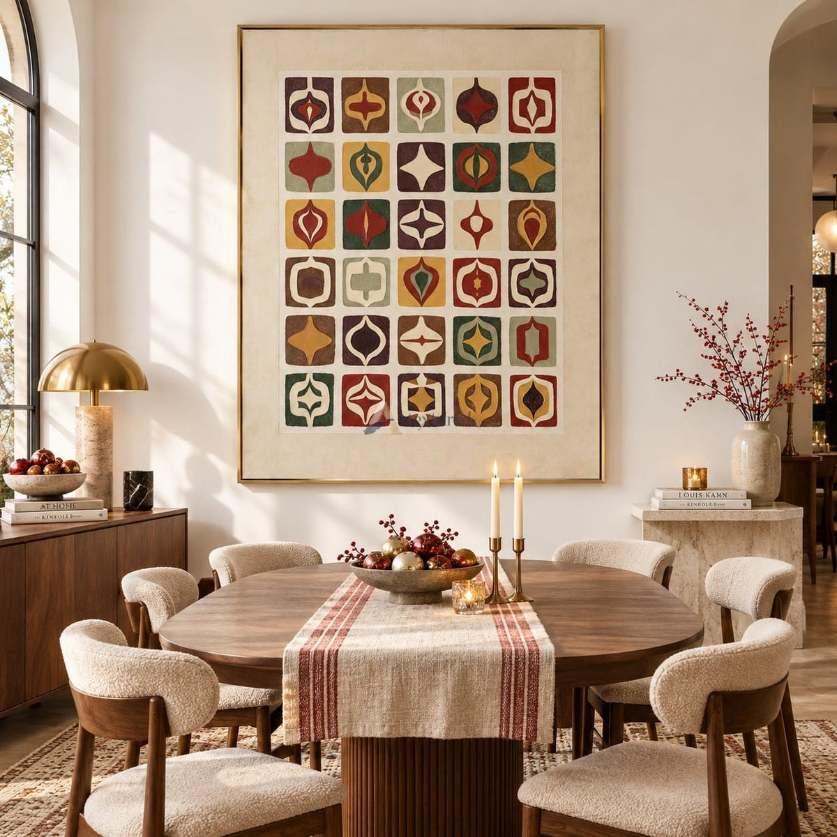 Mid-Century Christmas Wall Art – Retro Ornament Grid#CI260655