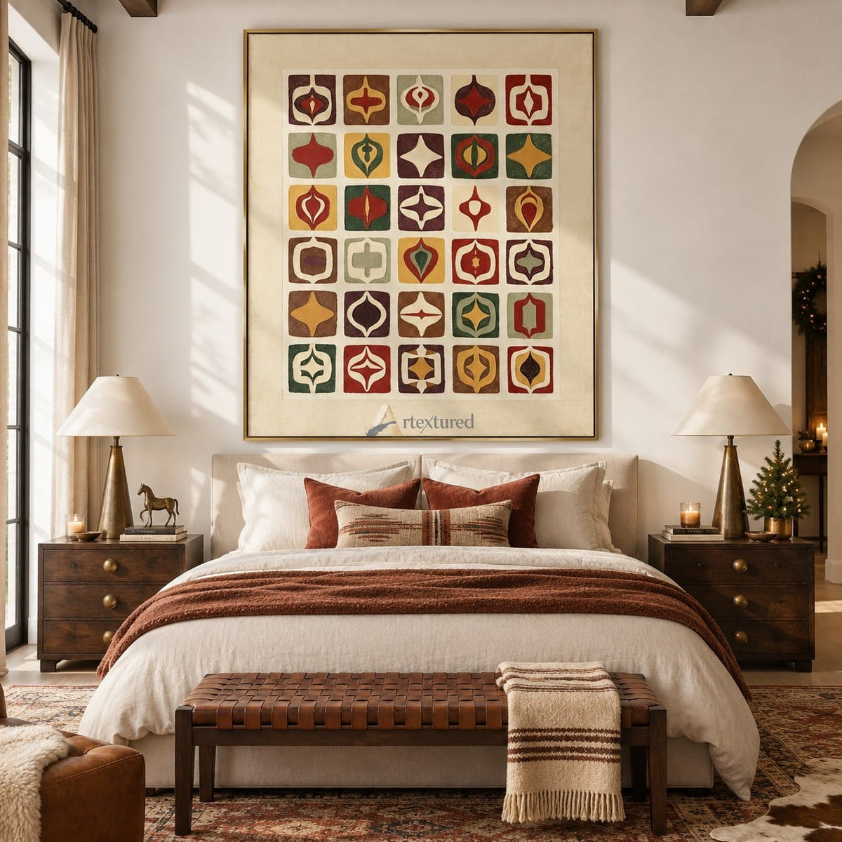 Mid-Century Christmas Wall Art – Retro Ornament Grid#CI260655