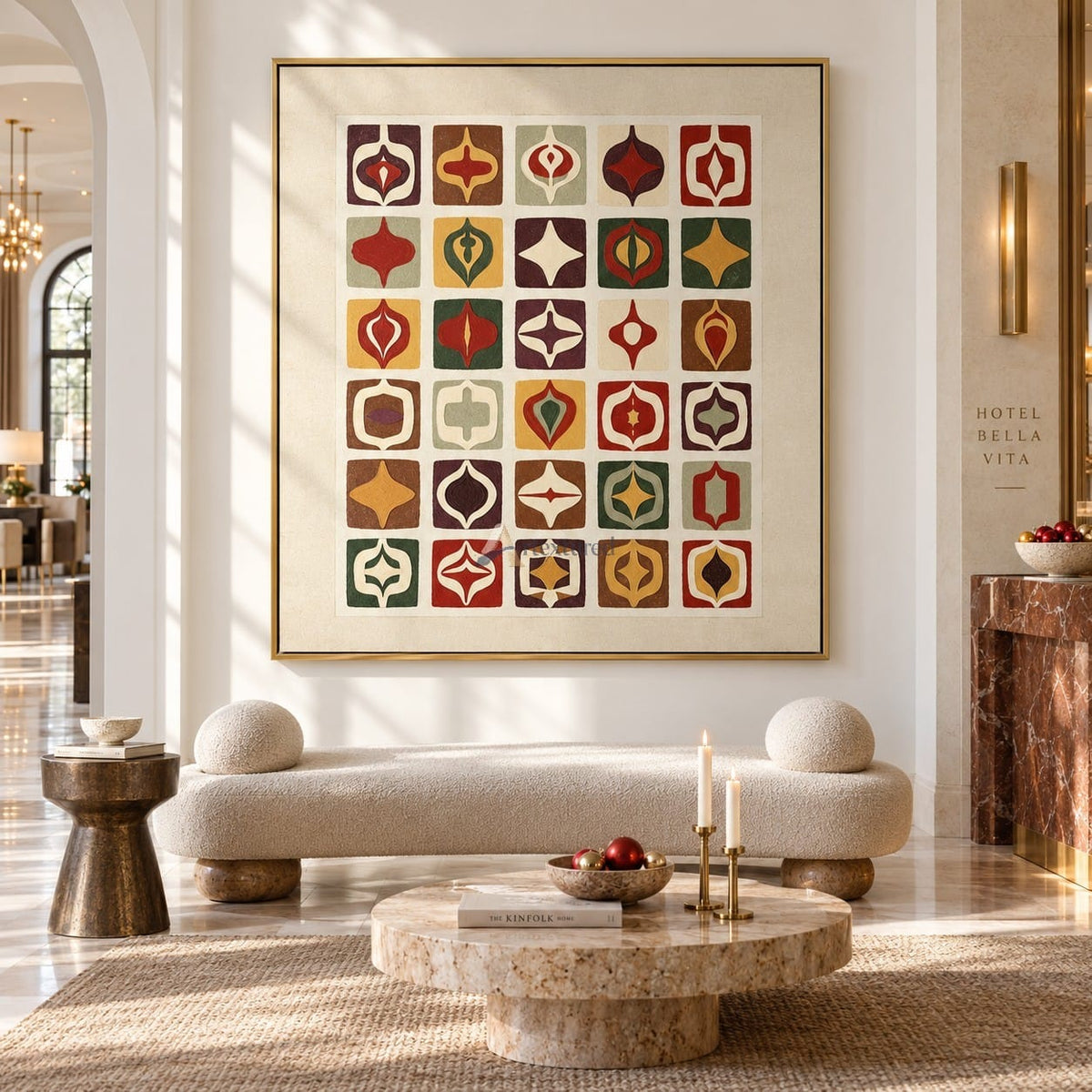 Mid-Century Christmas Wall Art – Retro Ornament Grid#CI260655
