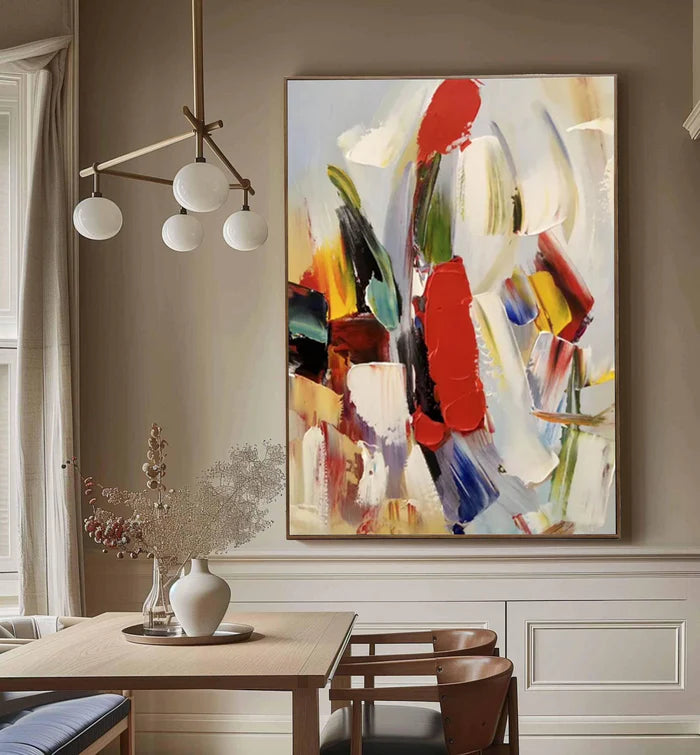 Colorful Abstract Textured Oil Painting - Modern Large Canvas Wall Art