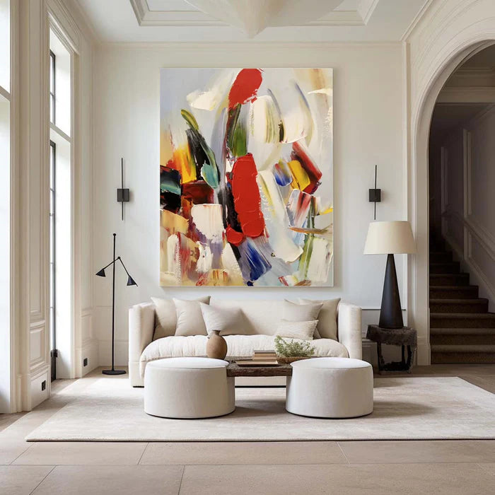 Colorful Abstract Textured Oil Painting - Modern Large Canvas Wall Art