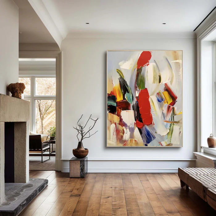 Colorful Abstract Textured Oil Painting - Modern Large Canvas Wall Art