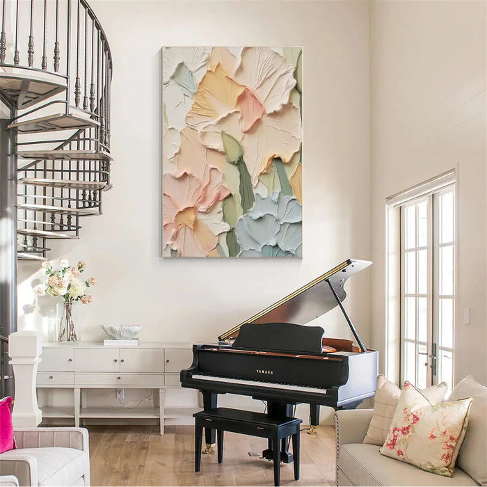 Colorful Flower Textured Wall Art – Hand-Painted Canvas#AB051806