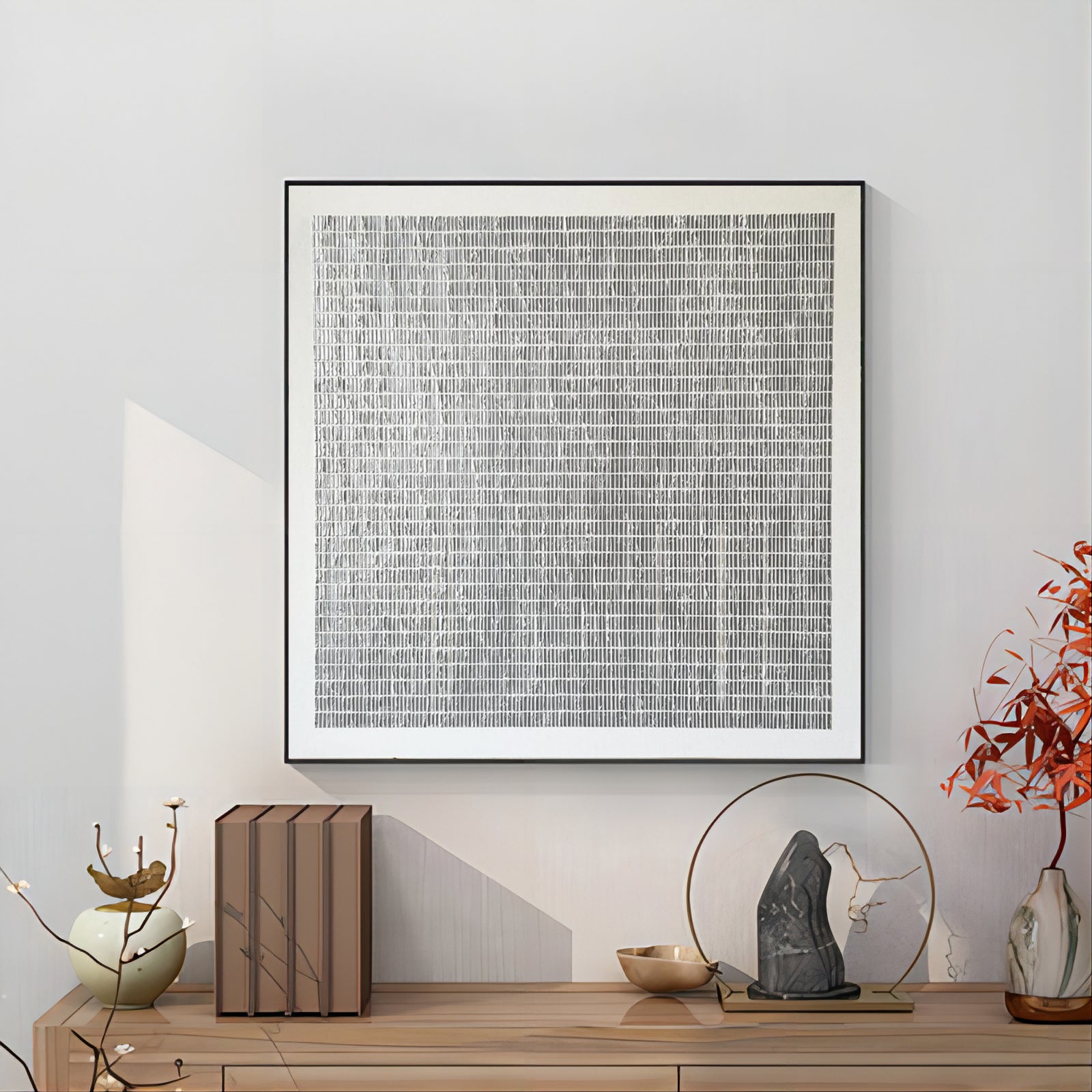 Tactile Minimalist Grid Textured Canvas Wall Art