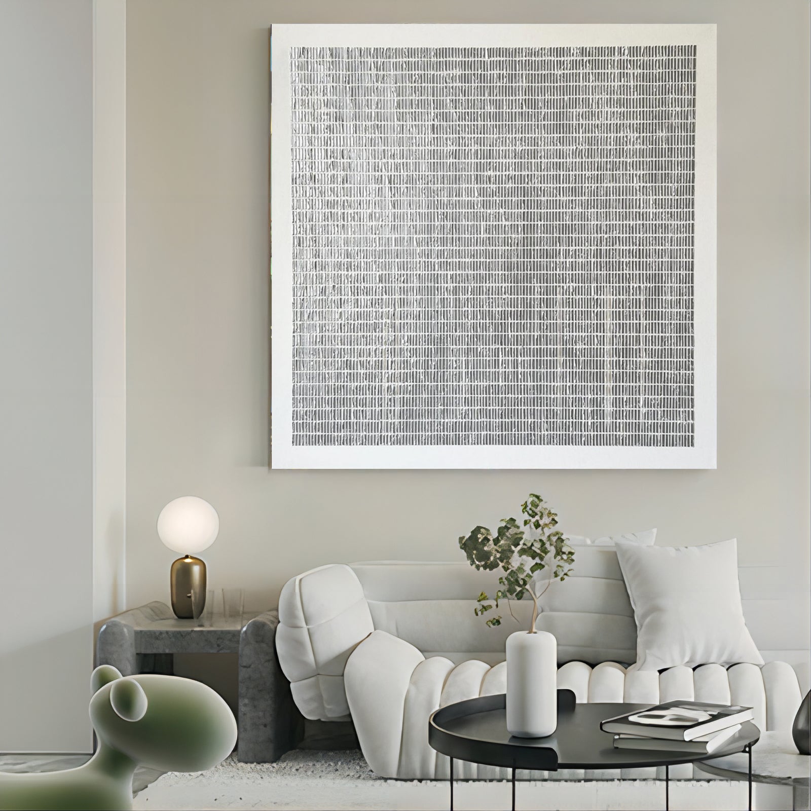 Tactile Minimalist Grid Textured Canvas Wall Art