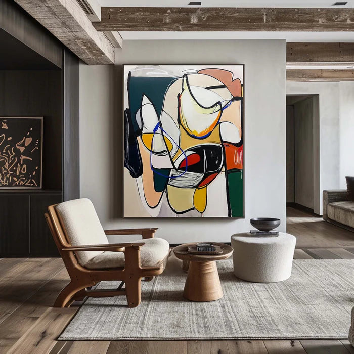 Dynamic Rhythm - Modern Abstract Line and Color Block Oil Painting