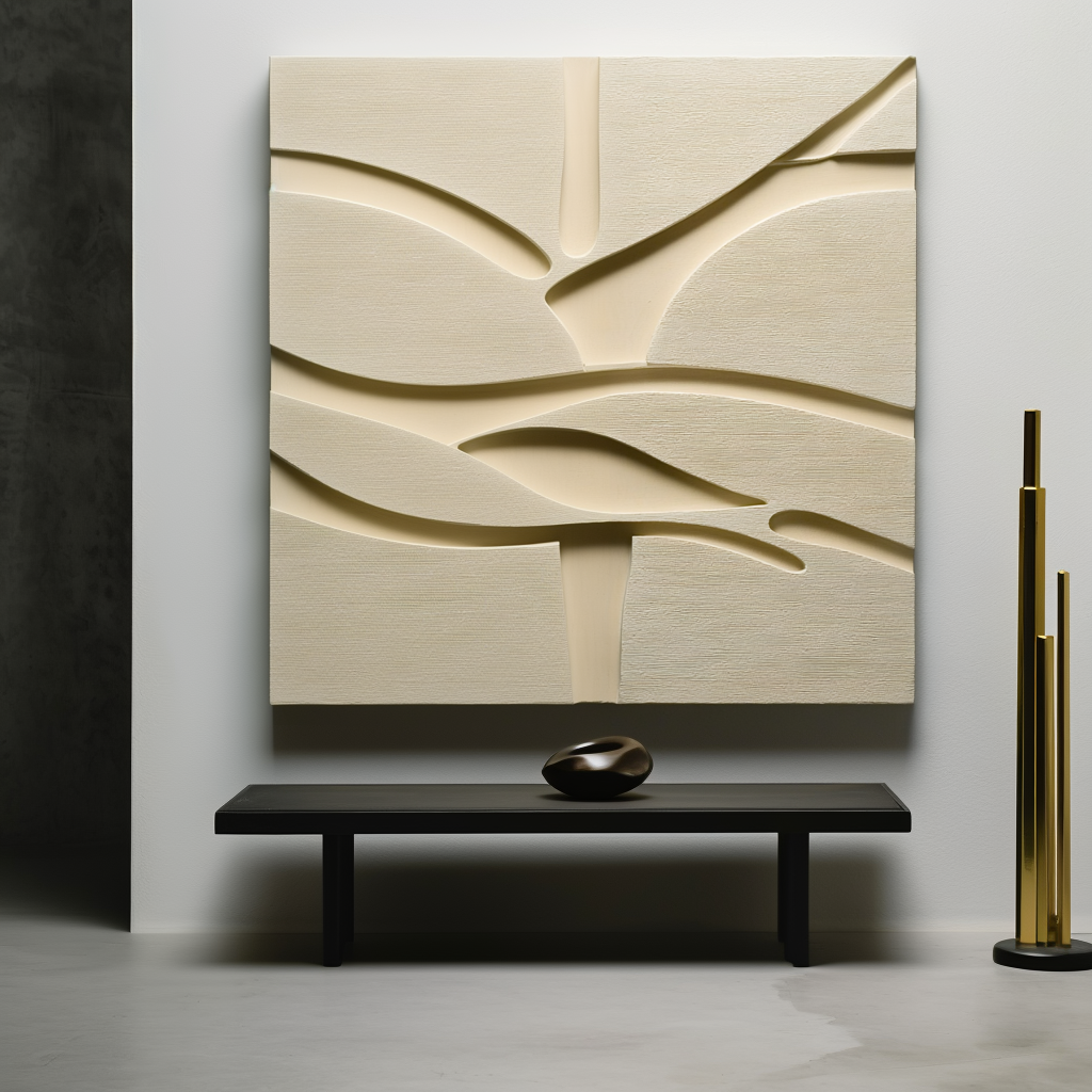 Silent Flow - Modern Minimalist Hand Drawn 3D Curved Relief Wall Art