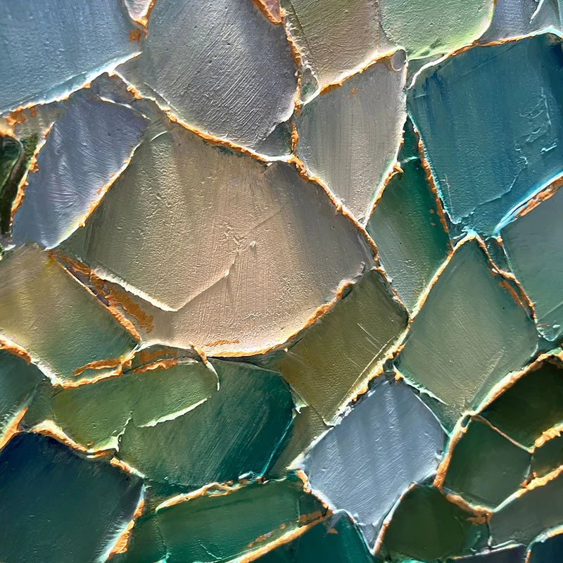 Shattered Glass Mosaic – Textured Abstract Oil Painting Wall Art