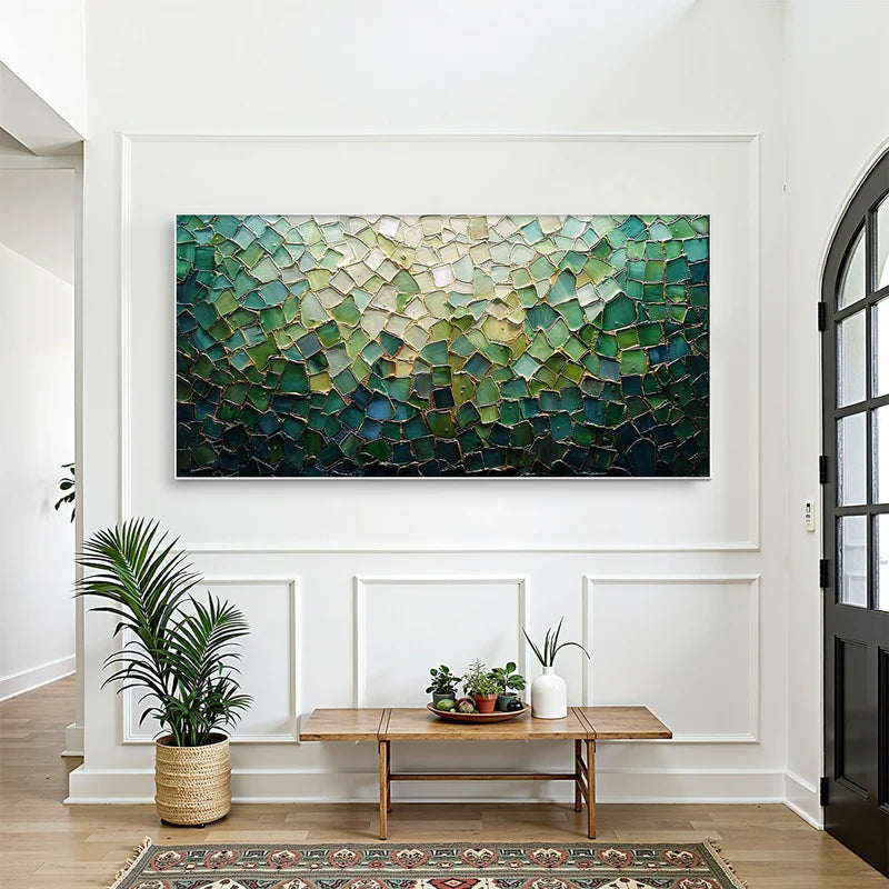 Shattered Glass Mosaic – Textured Abstract Oil Painting Wall Art