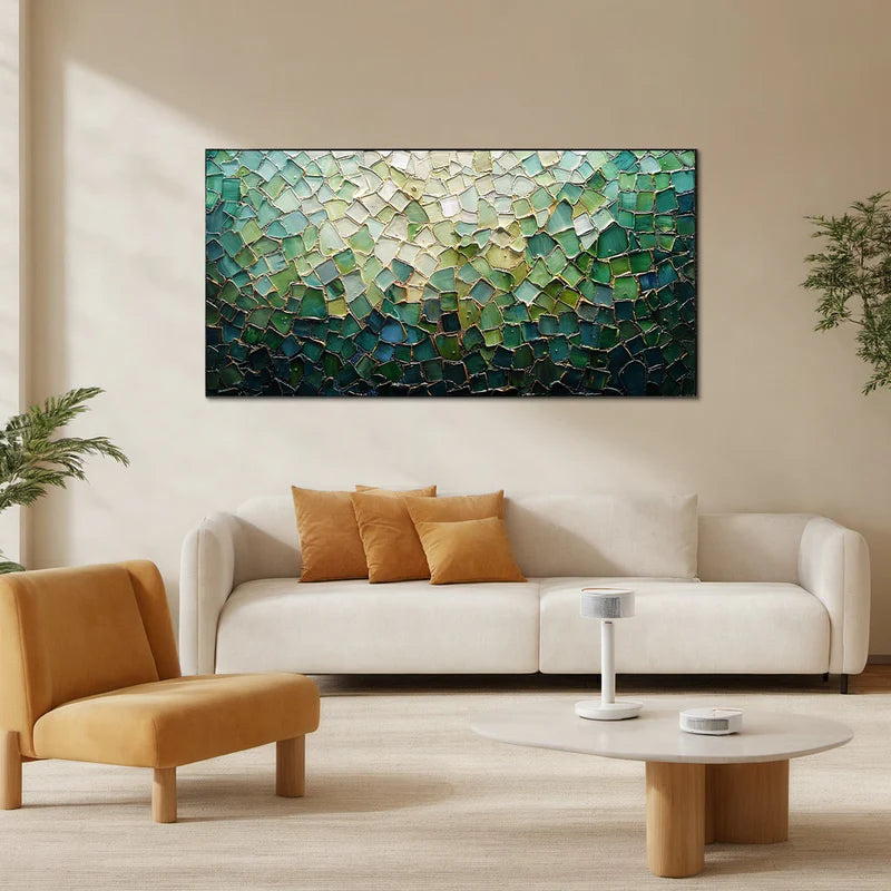 Shattered Glass Mosaic – Textured Abstract Oil Painting Wall Art