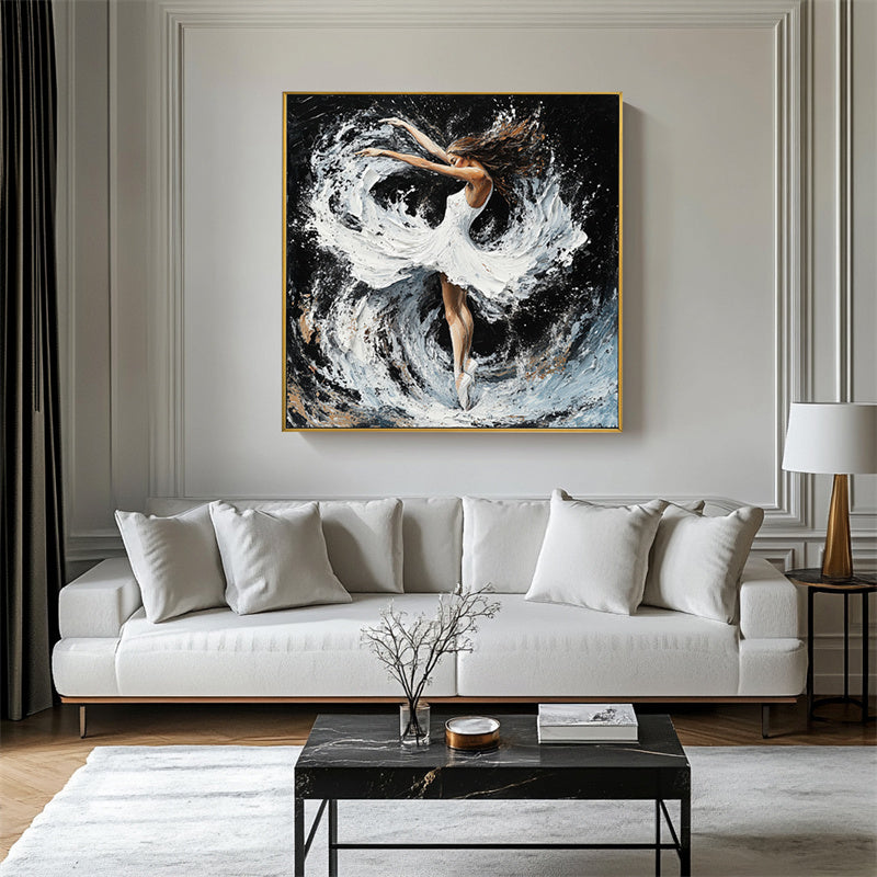 Eternal Dance - Hand-Painted Textured Ballerina Triptych Oil Painting