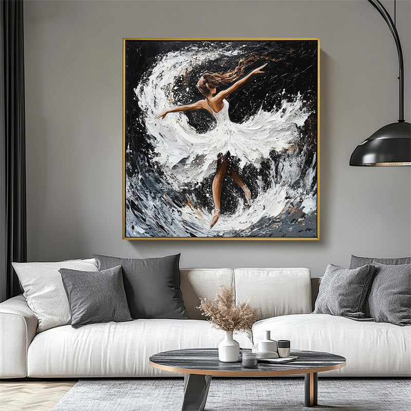Eternal Dance - Hand-Painted Textured Ballerina Triptych Oil Painting