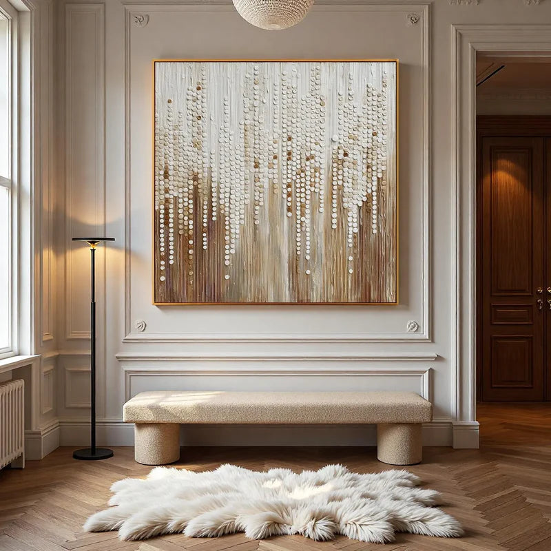 Falling Echoes-Modern Interior Design Square Neutral Texture 3D Wall Art