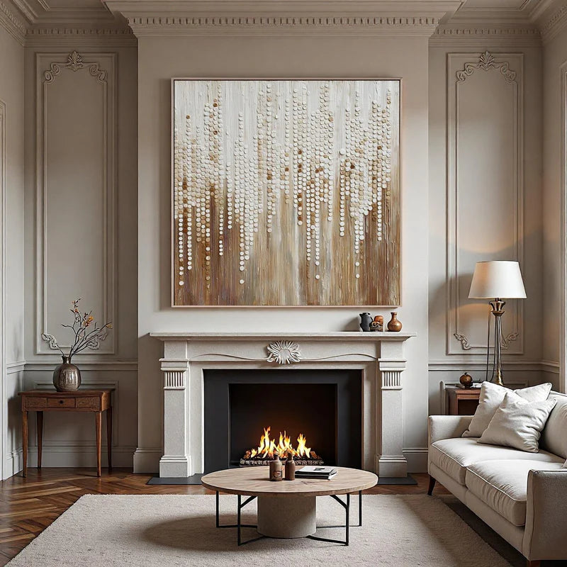 Falling Echoes-Modern Interior Design Square Neutral Texture 3D Wall Art