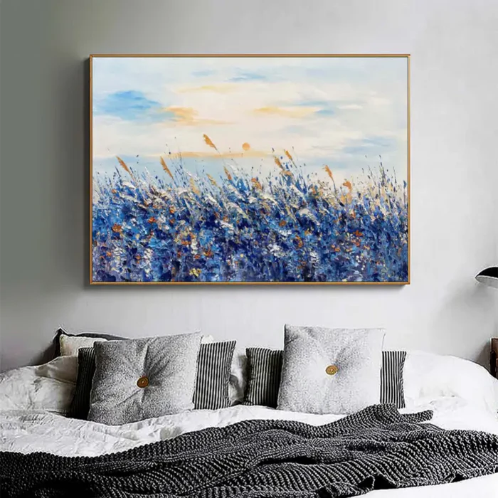 Blue Fields Abstract Landscape Canvas Wall Art