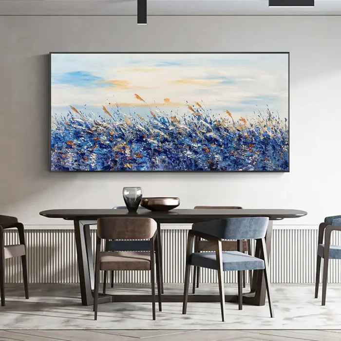 Blue Fields Abstract Landscape Canvas Wall Art