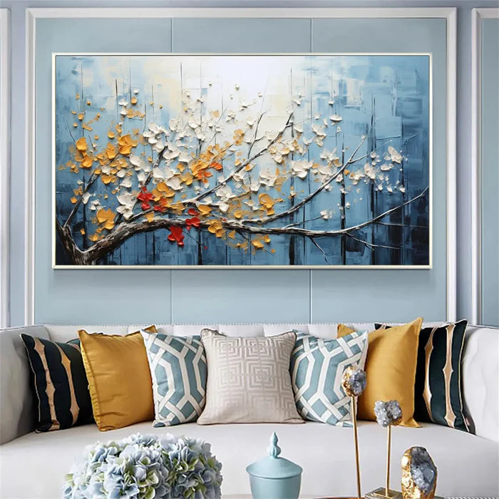 3D Textured Tree with Blossoms Wall Art