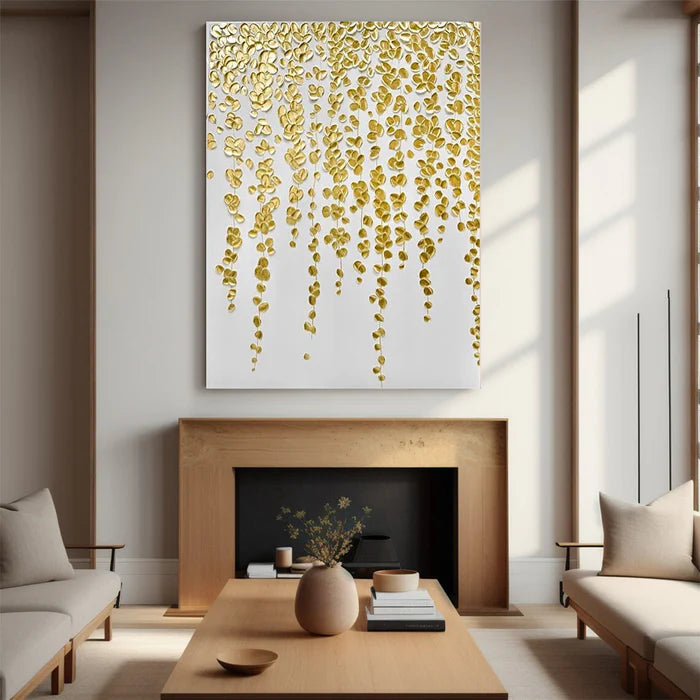 Gold Leaf Textured Abstract Oil Painting - Modern Luxury Wall Art