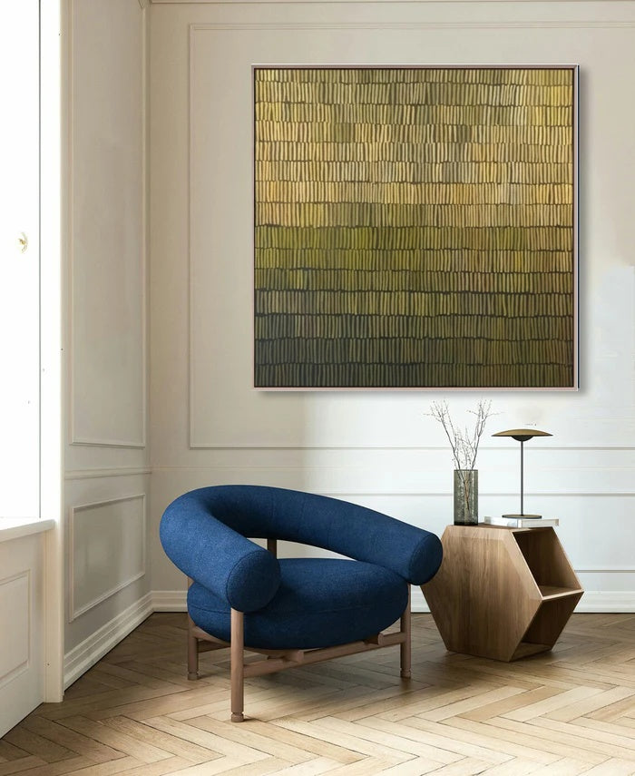 Golden Rhythm – Minimalist Textured Line Abstract Oil Painting Wall Art