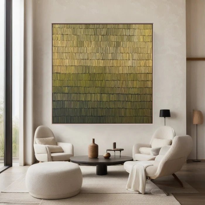 Golden Rhythm – Minimalist Textured Line Abstract Oil Painting Wall Art