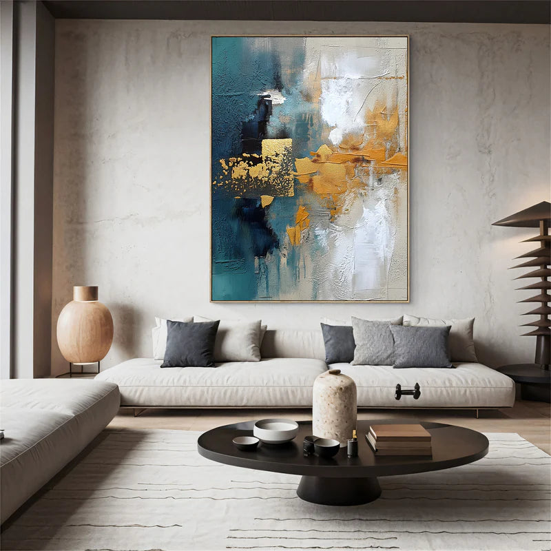 Golden Teal Abstraction