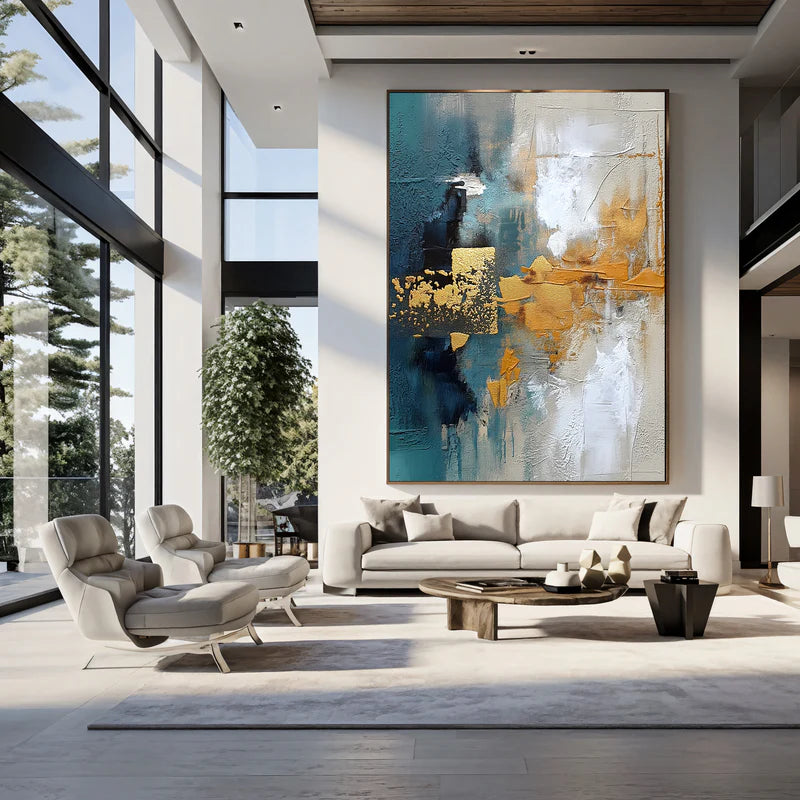 Golden Teal Abstraction