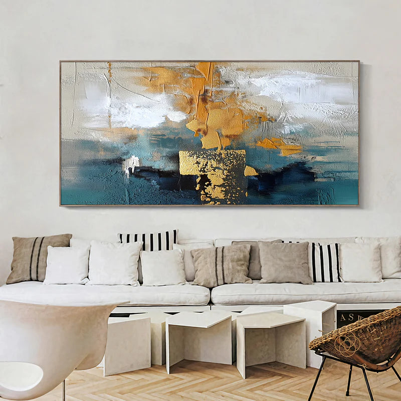 Golden Teal Abstraction