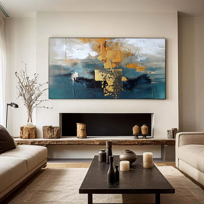 Golden Teal Abstraction