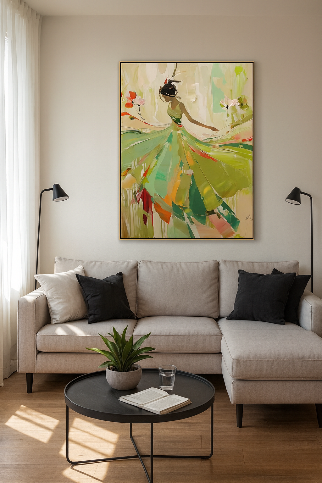 Grace in Motion - Hand-Painted Textured Ballerina Oil Painting