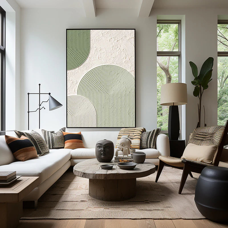 Modern Geometric Textured Wall Art - Minimalist Elegance for Interiors