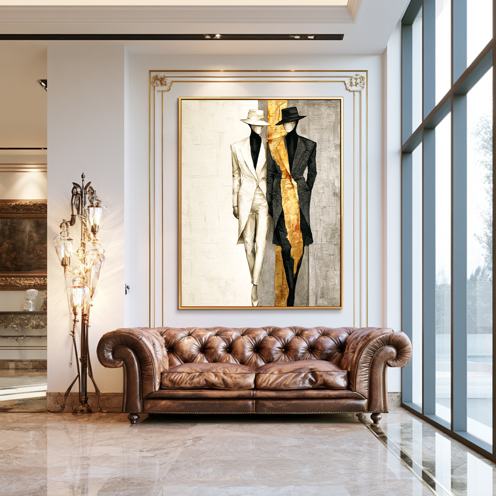 Golden Accord – Textured Abstract Figurative Oil Painting#AB522011