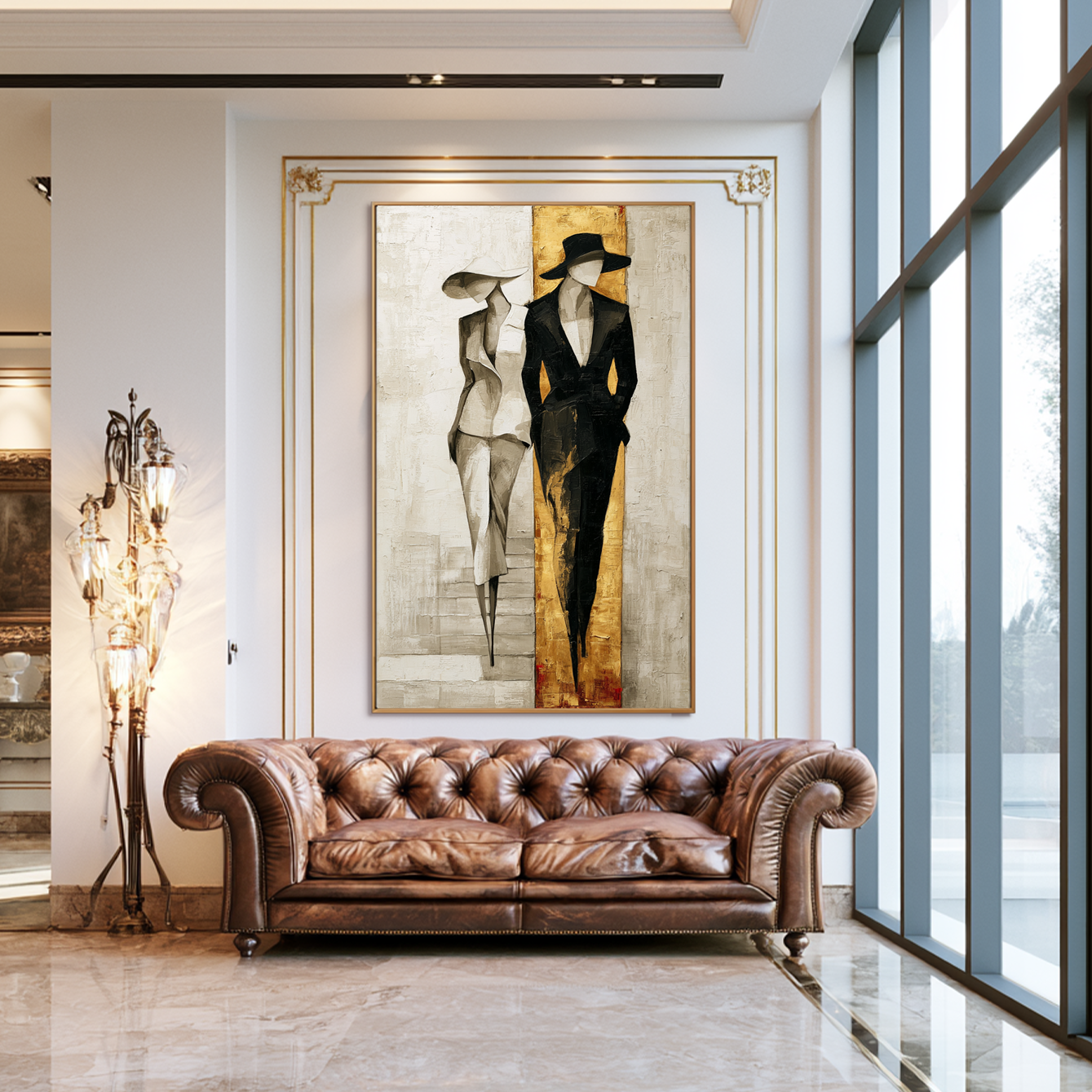 Golden Entrance – Textured Figurative Oil Painting#AB522013