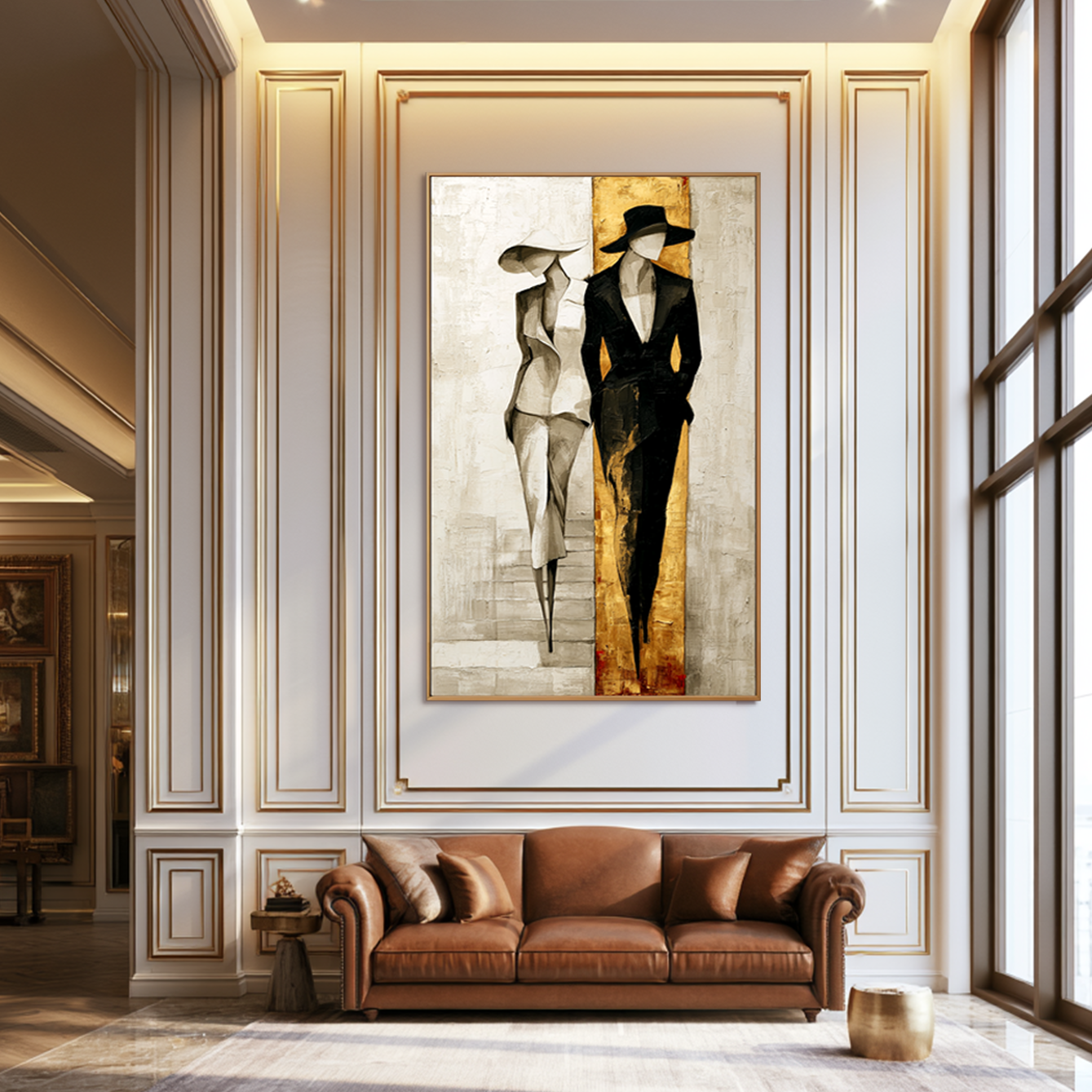 Golden Entrance – Textured Figurative Oil Painting#AB522013