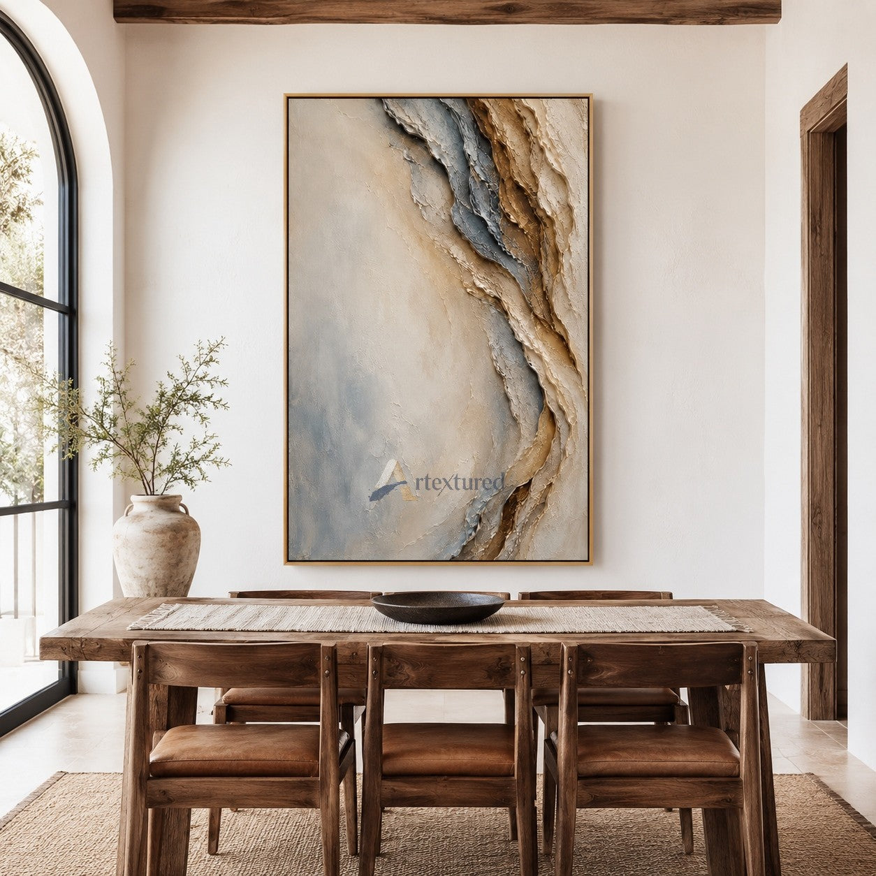 Neutral Textured Abstract Wall Art with Blue Beige Tones#LL20260024